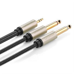 绿联10619 3.5转双6.5 一分二立体声音频线6.35mm 电脑连接调音台 金属外壳 尼龙网 5 米 黑色家电配件产品图片2